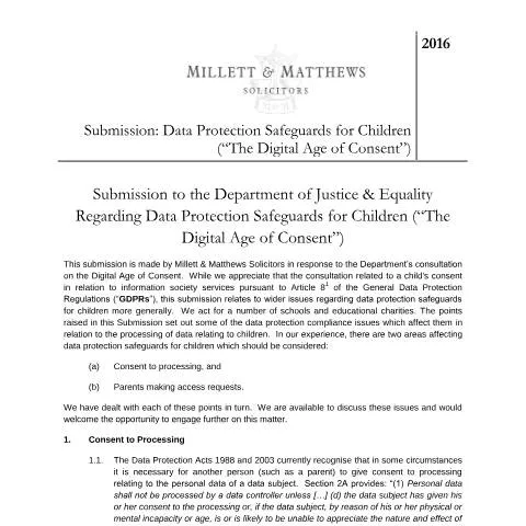 Document preview: Understanding the Digital Age of Consent for Children's Data — Digital & personal data