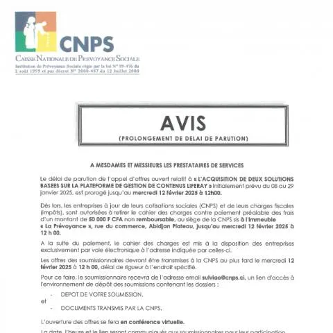 Aperçu du document Acquisition de Solutions Innovantes pour la CNPS — Démarches administratives