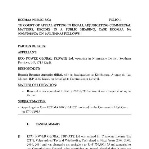 Document preview: Navigating the RCOMAA 00055 COA Document for Tax Appeals — Government & admin (CERFA n°case_rcomaa_00055_coa)