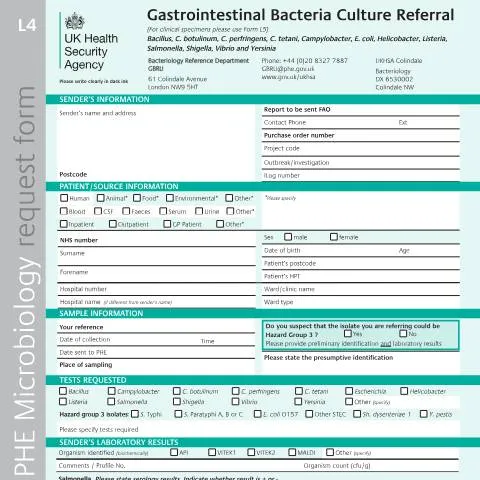 Document preview: UKHSA Gastrointestinal Bacteria Referral Process Explained — Health