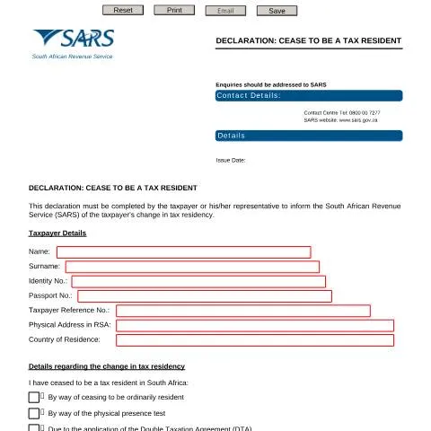 Document preview: Understanding the Declaration to Cease Tax Residency — Taxes