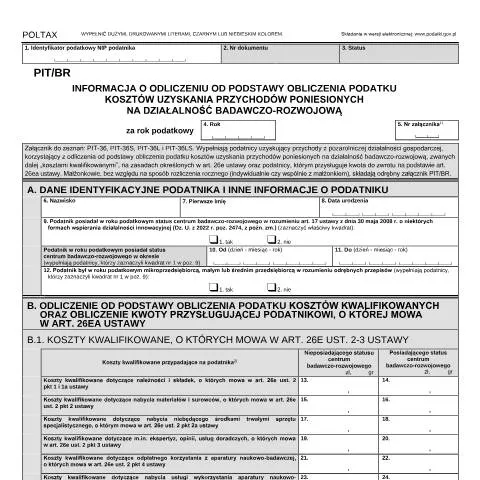 Document preview: Jak wykorzystać formularz PIT/BR do obniżenia podatków? — Podatki i fiskalność (CERFA n°PIT/BR)