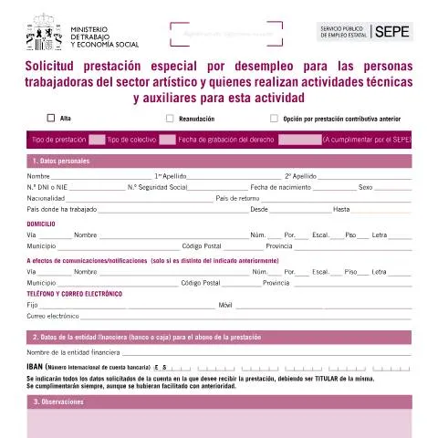 Vista previa del documento Prestación Especial por Desempleo para el Sector Artístico — Impuestos