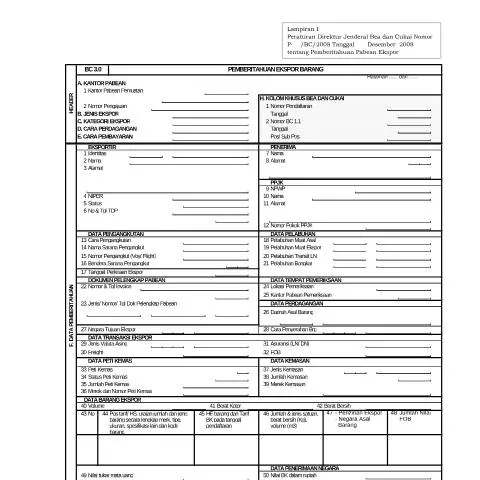 Document preview: Memahami Formulir Pemberitahuan Ekspor Barang 2008 — Pajak & perpajakan (CERFA n°ID-DJP-PEB)