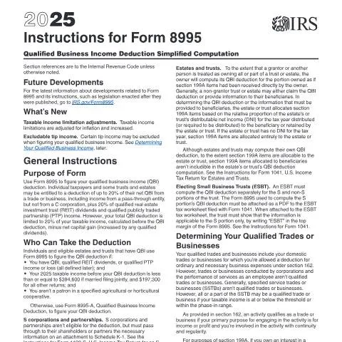 Document preview: Essential Guide to IRS Instructions i8995 for Tax Deductions — Taxes (CERFA n°INST-8995)