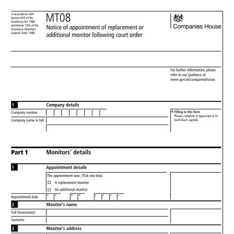 Document preview: The Essential Role of the MT08 Form in Corporate Governance — Government & admin