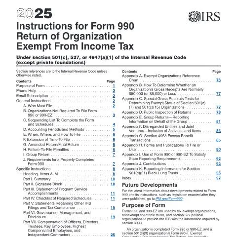 Document preview: Comprehensive Guide to IRS Form 990 Instructions — Taxes (CERFA n°INST-990)