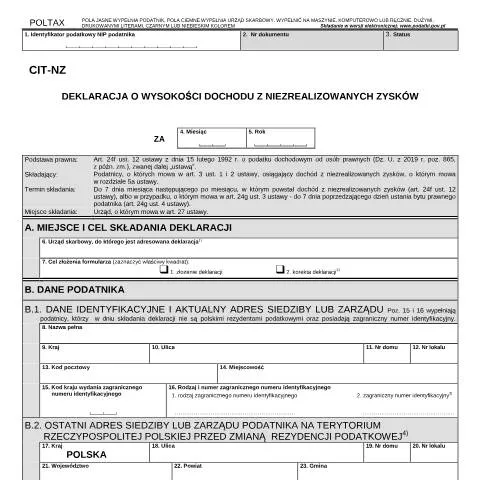 Document preview: Praktyczne aspekty Deklaracji CIT-NZ w Polsce — Podatki i fiskalność (CERFA n°CIT-NZ)
