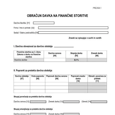 Document preview: Uvod v Obračun davka na finančne storitve - DFS — Davki & obdavčitev (CERFA n°DFS)