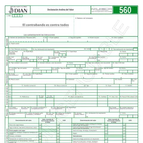 Vista previa del documento Importancia de la Declaración Andina del Valor en Colombia — Trámites administrativos (CERFA n°F560-2011)