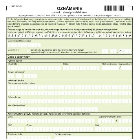 Document preview: Kedy podať OZN49A4v23 pre stále prevádzkarne? — Administratívne úkony (CERFA n°OZN49A4v23)