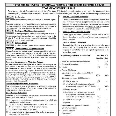 Document preview: Navigating the Company and Trust Form IT 3 in Mauritius — Government & admin (CompanynTrustForm2013IT3Notes)