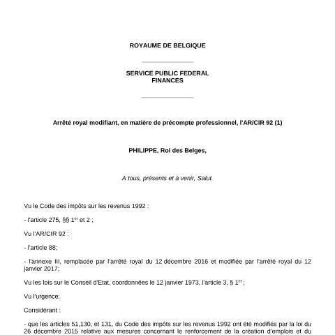 Aperçu du document Nouvelles règles du précompte professionnel en 2018 — Impôts & fiscalité (CERFA n°700-regles-20180101)