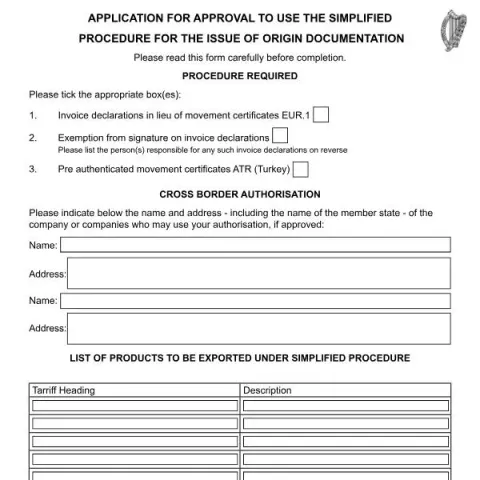 Document preview: Apply for Simplified Origin Documentation Approval — Government & admin (RPC020182_EN_WB_L_1)