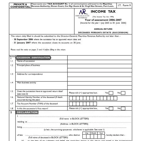 Document preview: Understanding Form Suc0607 for Estate Management in Mauritius — Government & admin (Suc0607)