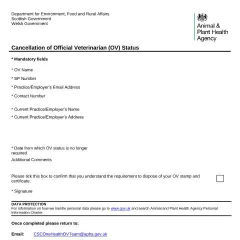 Document preview: Understanding the OV55 Form for Veterinarians — Government & admin