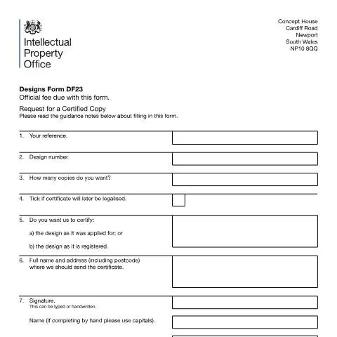 Document preview: How to Request Certified Copies of UK Registered Designs — Legal & justice