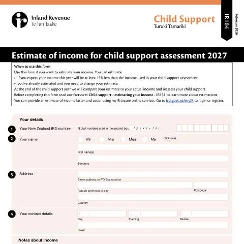 Document preview: Understanding the IR104 for Child Support Assessments — Taxes (CERFA n°IR104)