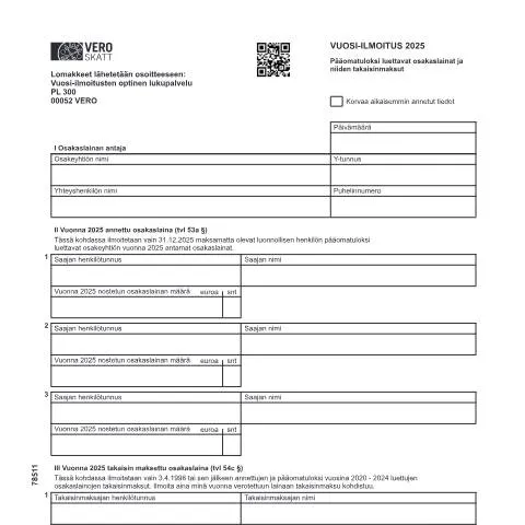 Document preview: Osakaslainojen ilmoittaminen ja Vero 7851 — Verot & verotus (CERFA n°Vero 7851)