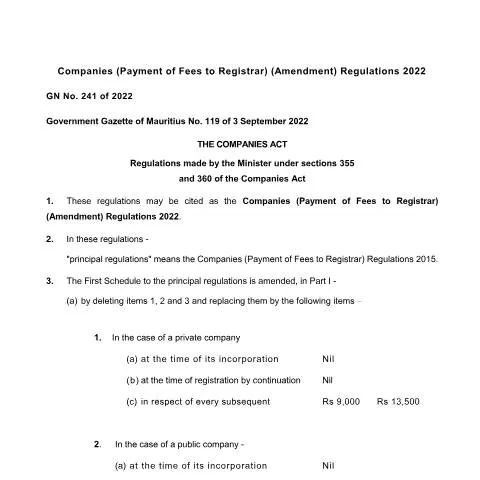 Document preview: Understanding the Financial Impact of GN 241 of 2022 on Companies — Government & admin (GN.-241-of-2022)