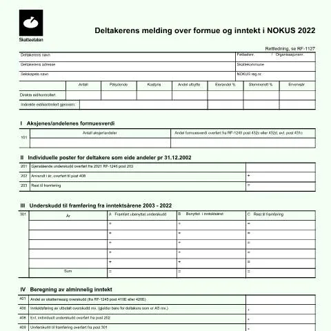 Document preview: Forståelse av RF-1246 i norsk skattesystem — Skatt & avgifter (CERFA n°RF-1246)