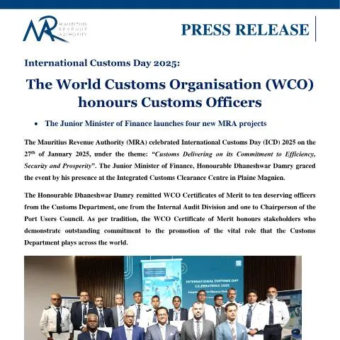 Document preview: Honoring Customs Officers on International Customs Day 2025 — Government & admin (PressRelease270125)