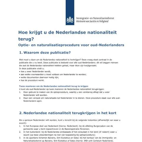 Documentvoorvertoning: Stappen om uw Nederlandse nationaliteit te herstellen — Immigratie & visa (CERFA n°5074)