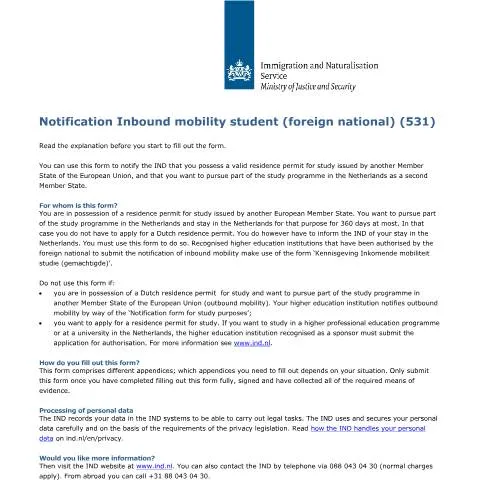 Documentvoorvertoning: Belang van de Notification Inbound Mobility Student in Nederland — Immigratie & visa (CERFA n°7568)