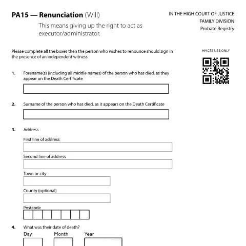Document preview: Renouncing Executor Duties: Complete Guide to Form PA15 — Legal & justice