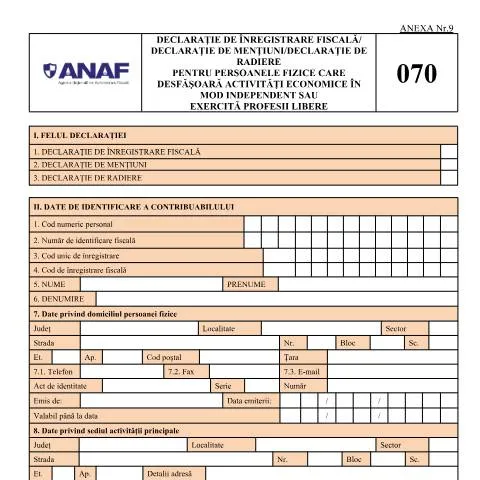 Document preview: Ghid pentru Declarația de Înregistrare Fiscală D_070_OPANAF_15_2026 — Impozite & fiscalitate (CERFA n°D_070_OPANAF_15_2026)