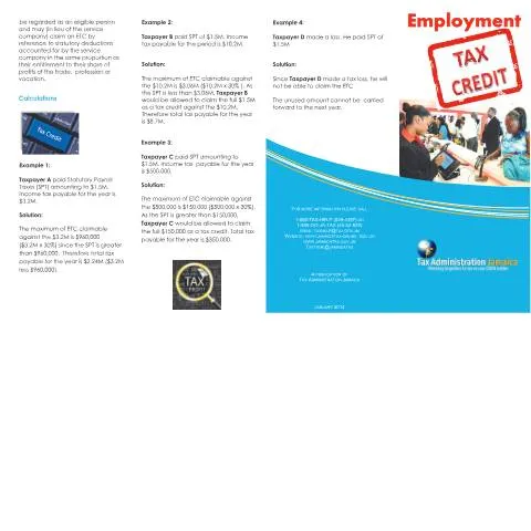 Document preview: Understanding the Employment Tax Credit in Jamaica — Taxes (CERFA n°employment_tax_credit)