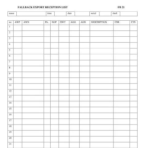 Document preview: A Guide to the Fallback Export Reception List (FB21) — Government & admin