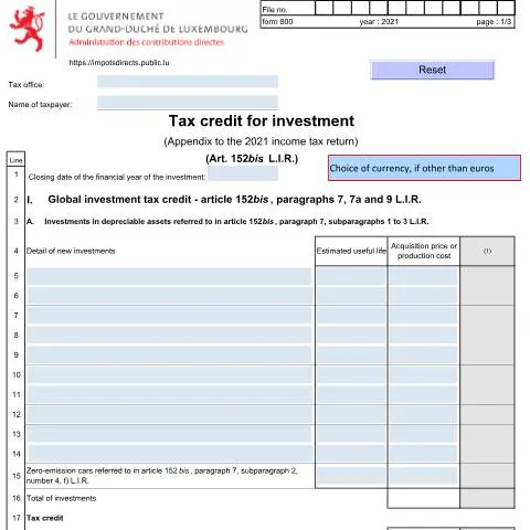Aperçu du document Comprendre le Formulaire 800 E pour le Crédit d'Impôt — Impôts & fiscalité (CERFA n°800 E)