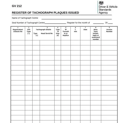 Document preview: Understanding the Tachograph Plaque Record for Compliance — Vehicle & driving