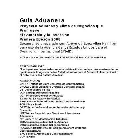 Vista previa del documento Explora la Guía Aduanera de El Salvador — Impuestos (CERFA n°PMHDC8310)