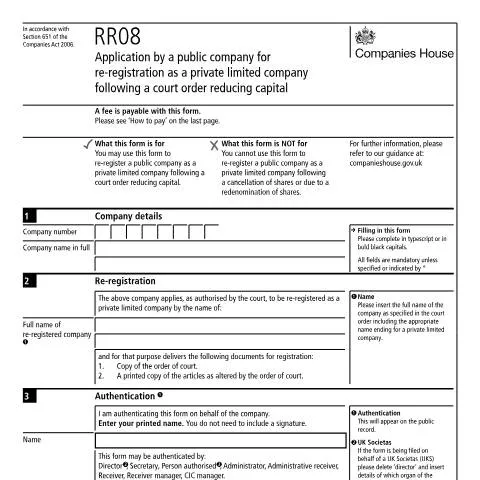 Document preview: Understanding the RR08 Re-registration Process for Companies — Business