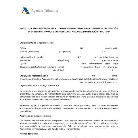 Vista previa del documento Importancia del Modelo de Representación en la AEAT — Trámites administrativos