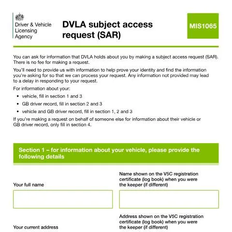 Document preview: How to Access Your Complete DVLA Records Using Form MIS1065 — Government & admin