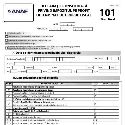 Document preview: Importanța declarației consolidate pentru grupurile fiscale — Impozite & fiscalitate (CERFA n°101G_OPANAF_206_2025)