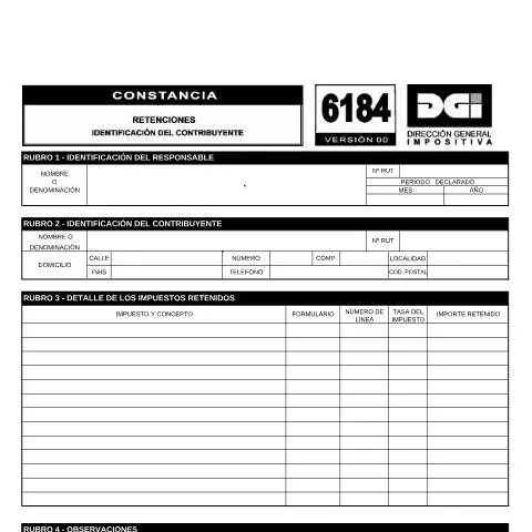 Vista previa del documento Importancia del Formulario 6184 en la Retención de Impuestos — Impuestos (CERFA n°6184)