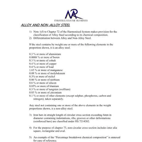 Document preview: The Importance of Classifying Alloy and Non-Alloy Steel — Government & admin (Alloy)