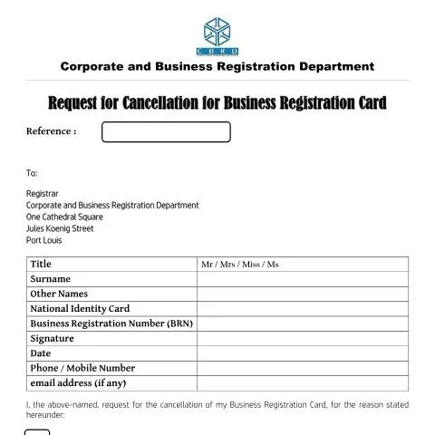 Document preview: Understanding the Process of Business Registration Cancellation — Business (CERFA n°Request-for-Cancellation-of-the-Business-Registration-Card-1)