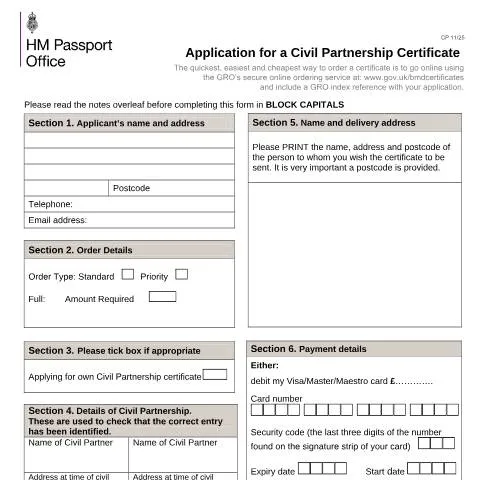 Document preview: How to Request Your Official Civil Partnership Certificate in the UK — Civil status & identity