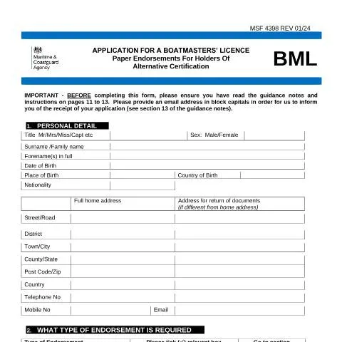Document preview: Applying for Your Boatmasters' Licence Paper Endorsement — Education & training