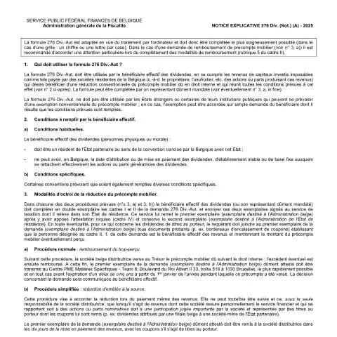 Aperçu du document Comprendre la notice 276 Div. (Not.) pour vos dividendes — Démarches administratives (CERFA n°276-div-notice-1)