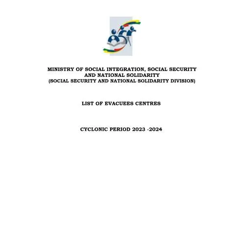 Document preview: Essential Evacuation Centres for Cyclonic Preparedness — Government & admin (CERFA n°list-of-evacuee-centres-20.02.24)