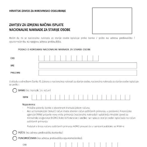 Document preview: Upute za ispunjavanje obrasca Zahtjev za izmjenu načina isplate — Porezi i fiskalnost (CERFA n°ZAHTJEV-ZA-IZMJENU-NACINA-ISPLATE-NACION)