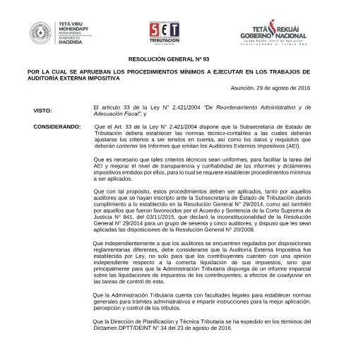 Vista previa del documento Procedimientos de auditoría externa en Paraguay — Impuestos