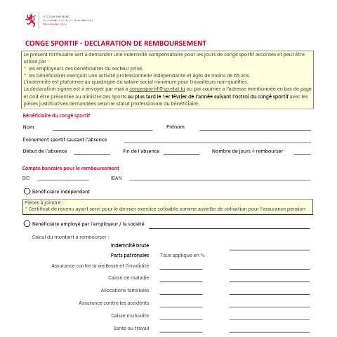Aperçu du document Comprendre le Congé Sportif et son impact sur les employeurs — Emploi & travail (CERFA n°conge-sportif-remboursement-employeur)