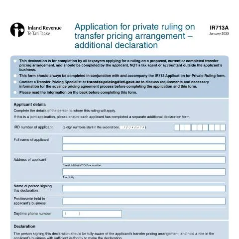 Document preview: Understanding the Importance of IR713A in Transfer Pricing — Taxes (CERFA n°IR713A)